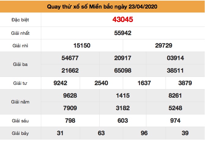 Quay thử XSMB ngày 23/4