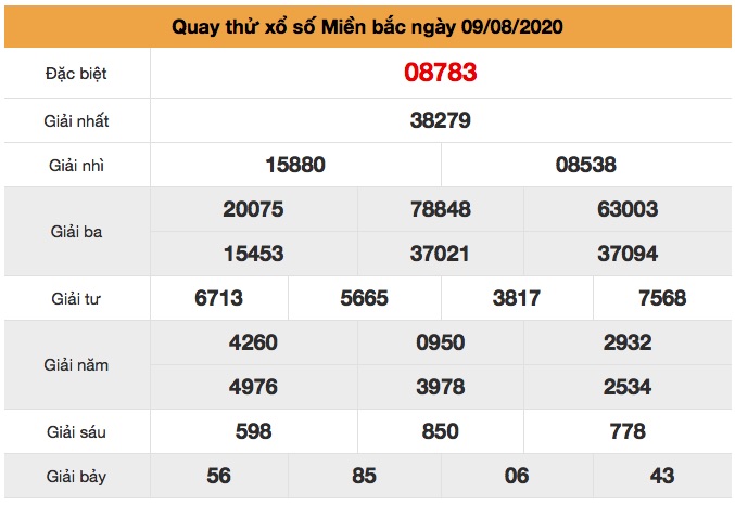 quay thử XSMB ngày 09/8/2020