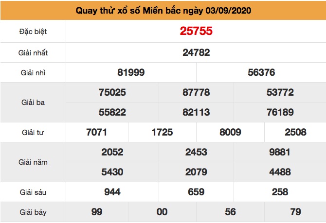 Quay thử XSMB ngày 03/9