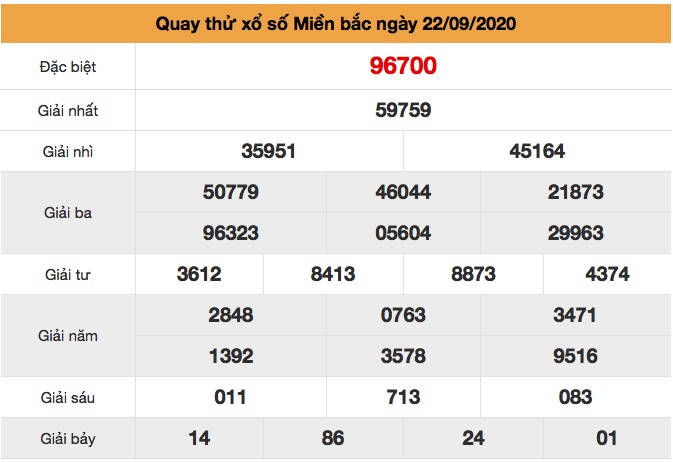 Quay thử XSMB ngày 22/9