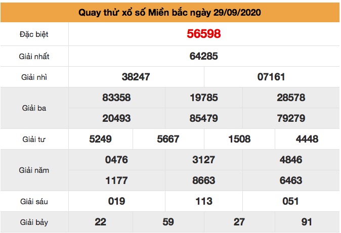 Quay thử XSMB ngày 29/9