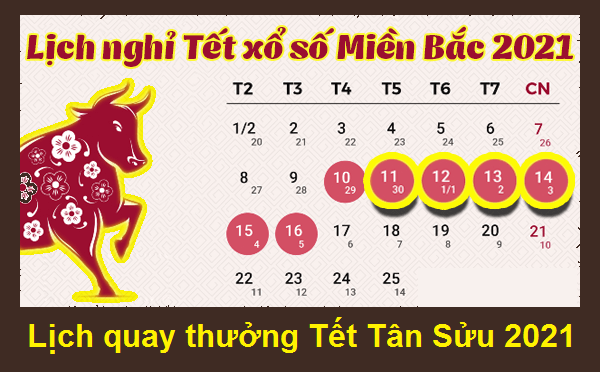 Lịch quay thưởng Tết Tân Sửu 2021 chotlo3s.com